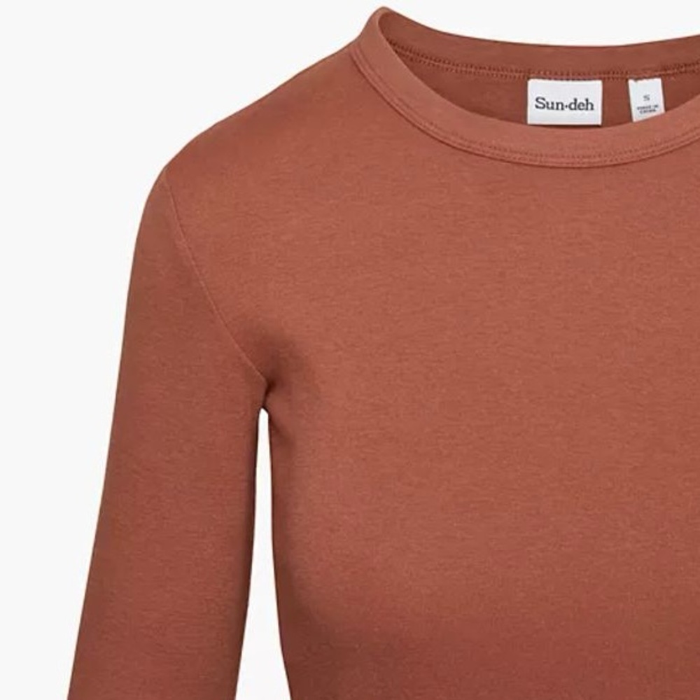 Aritzia Sunday Best Little Ribbed Long Sleeve in Epicurean Brown